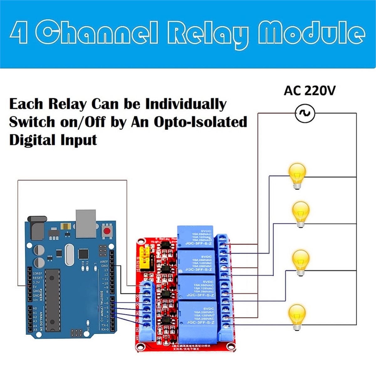 Relay Module 5V - Módulo de Relé de 4 Canais